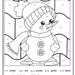 Winter Color By Number Pages K12 Math Worksheets