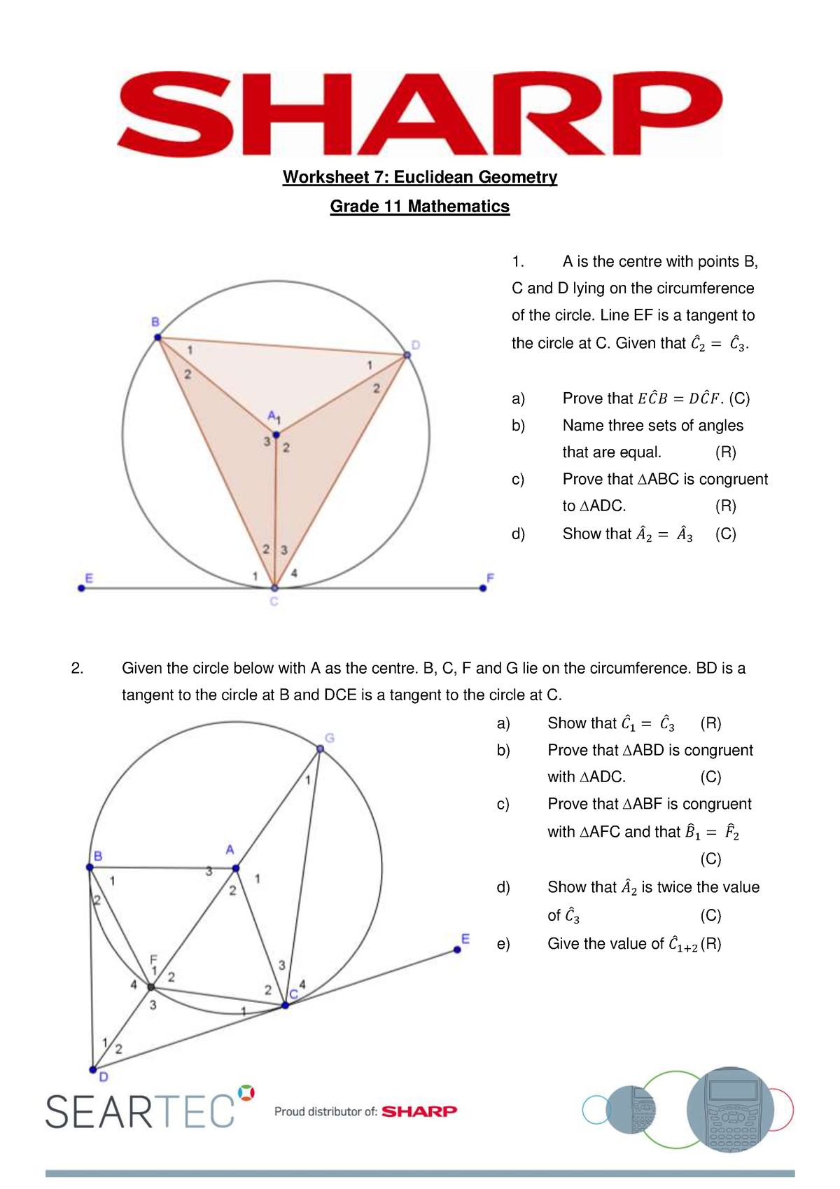 Worksheet 7 Euclidean Geometry Grade 11 Mathematics Worksheet 7 Worksheets Library